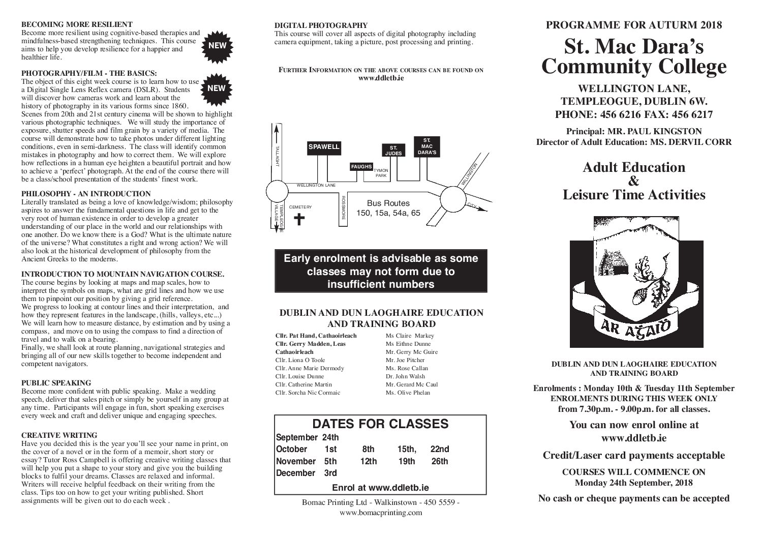 Adult Education Programme – Autumn 2018