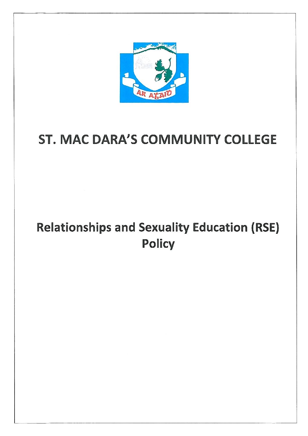 Relationships and Sexuality Education (RSE) Policy