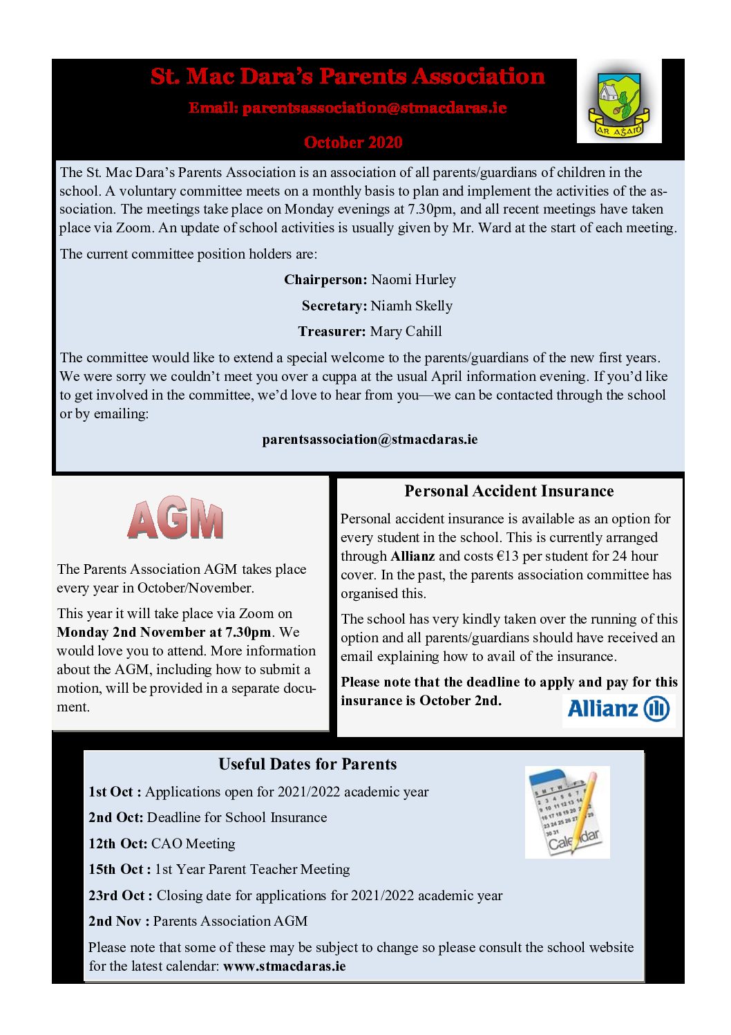 Parents Association Newsletter Autumn 2020