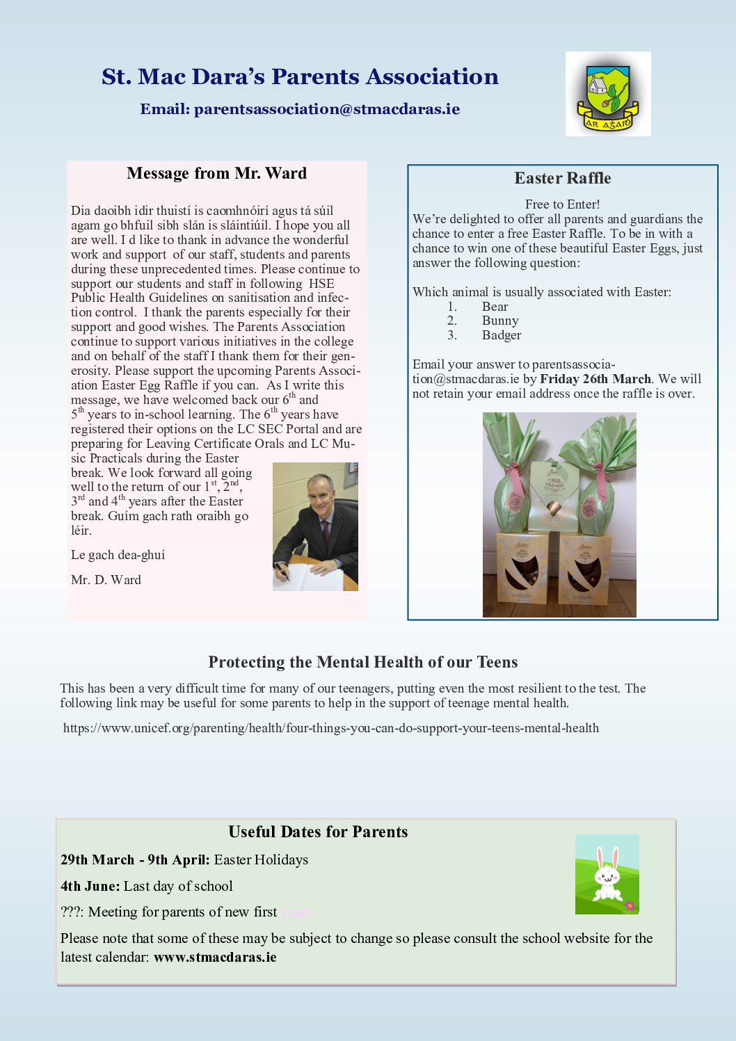 Parents Association Newsletter Spring 2021