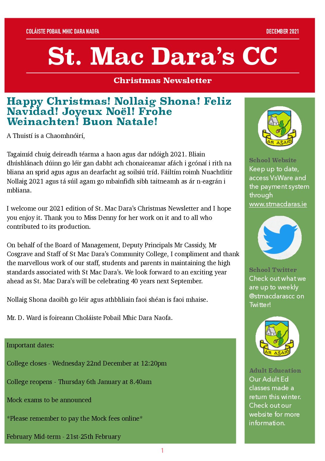 Christmas Newsletter 2021