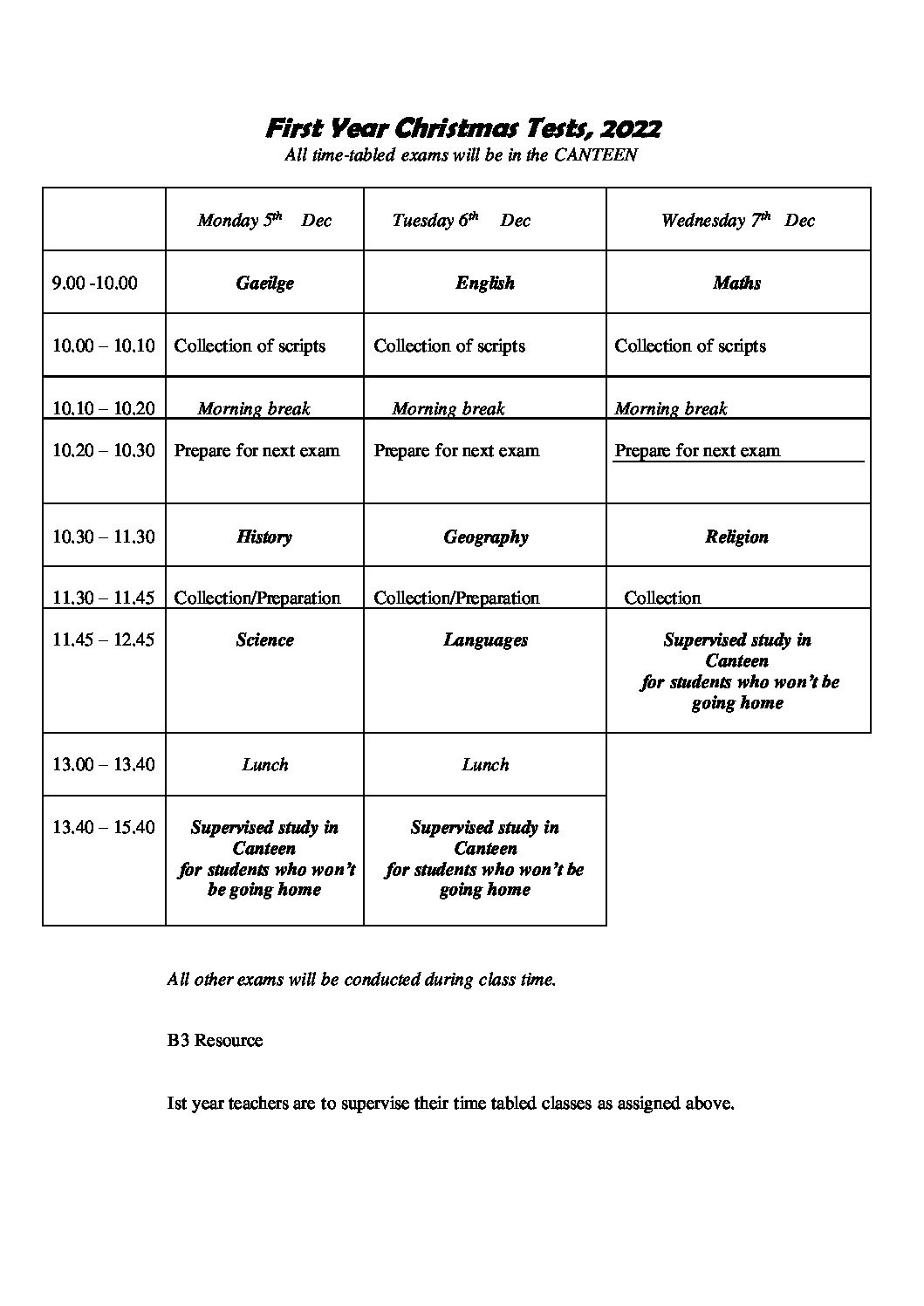 first-year-christmas-exams-timetable-2022-st-mac-dara-s